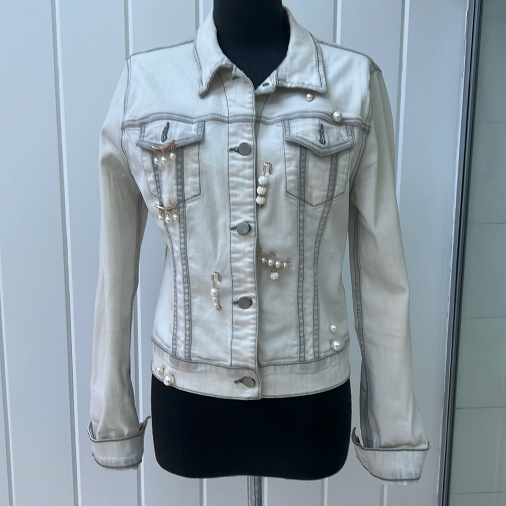 J Brand Jean Jacket with custom jewel pins